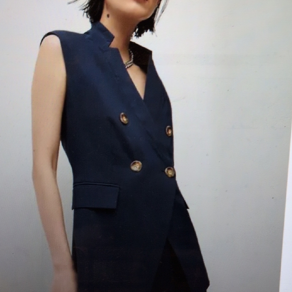 Veronica Beard Navy Blazer with Gold Accents